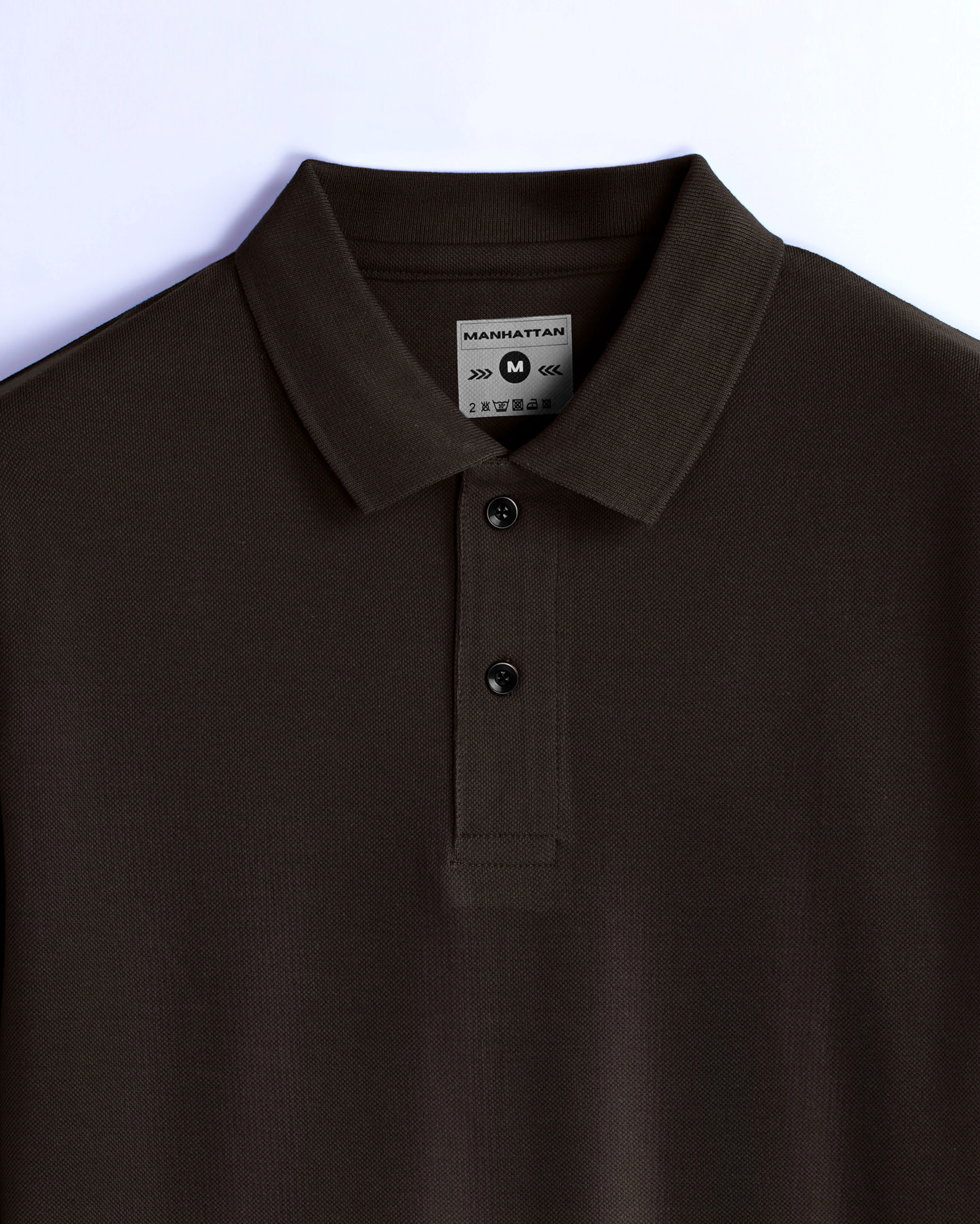 Cotton Polo Full Sleeve Unisex Coffee Brown Without Pocket - Image 2
