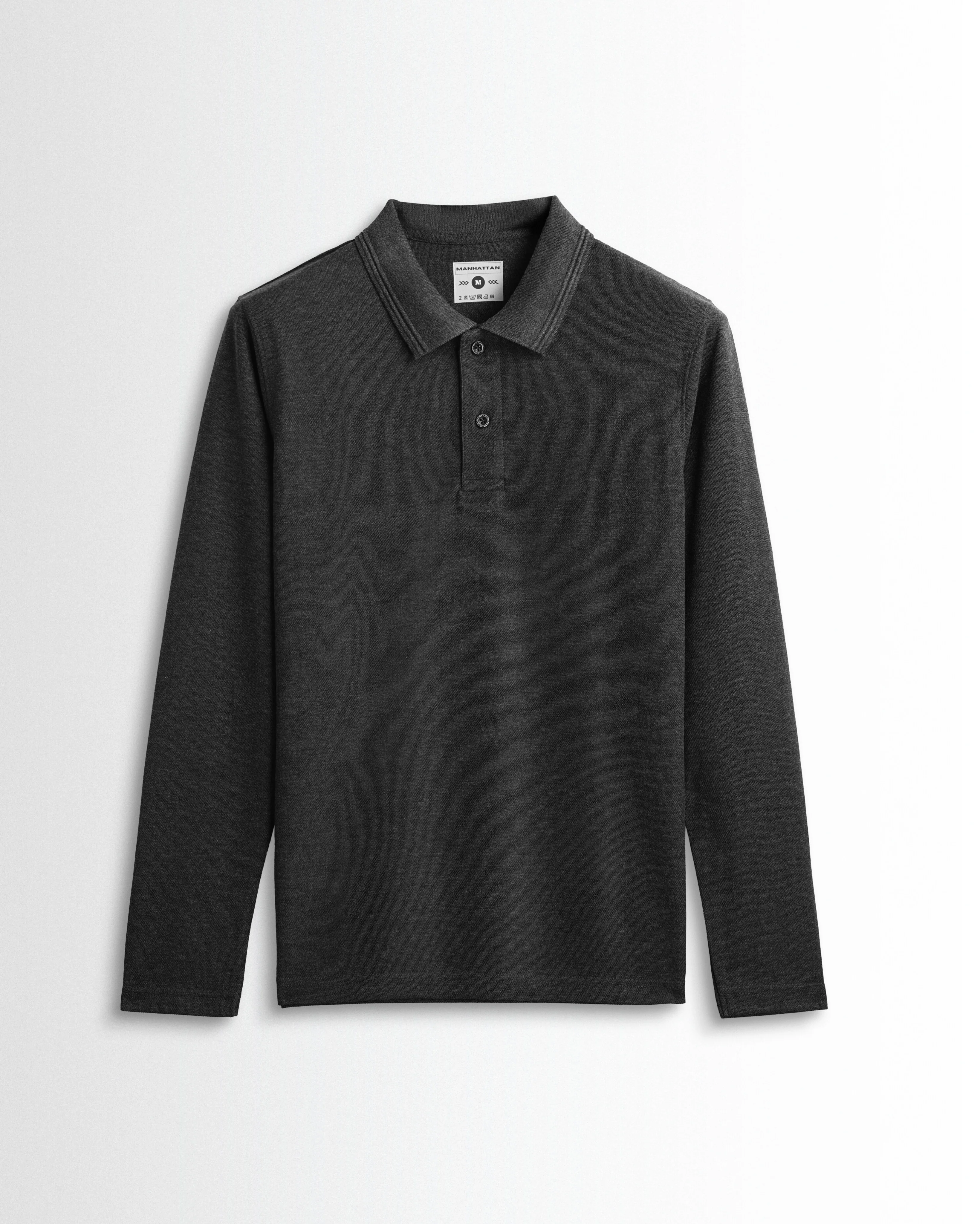 Rich in Cotton Polo Full Sleeve Unisex Dark Grey Without Pocket