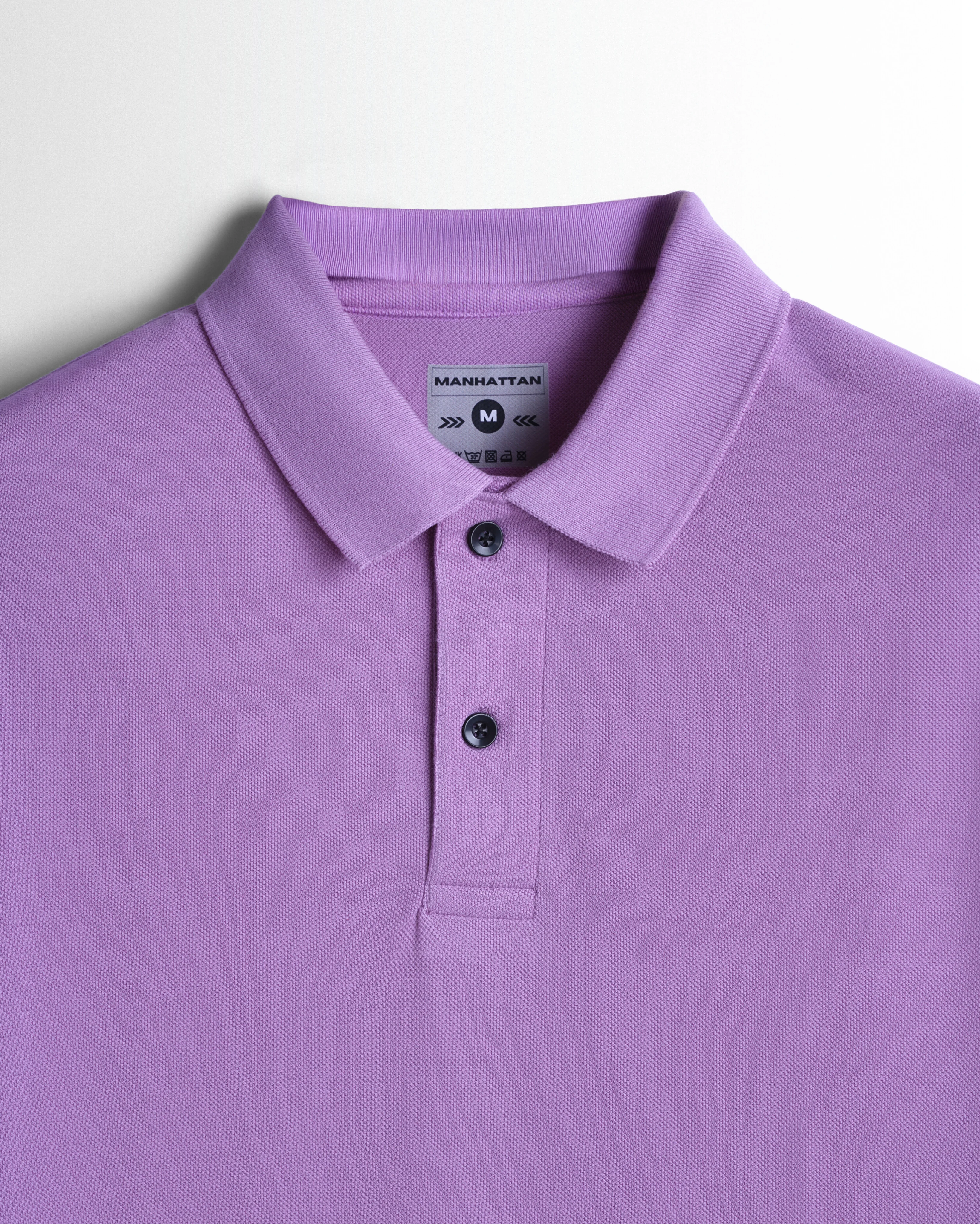 Cotton Polo Full Sleeve Unisex Lilac Without Pocket - Image 2