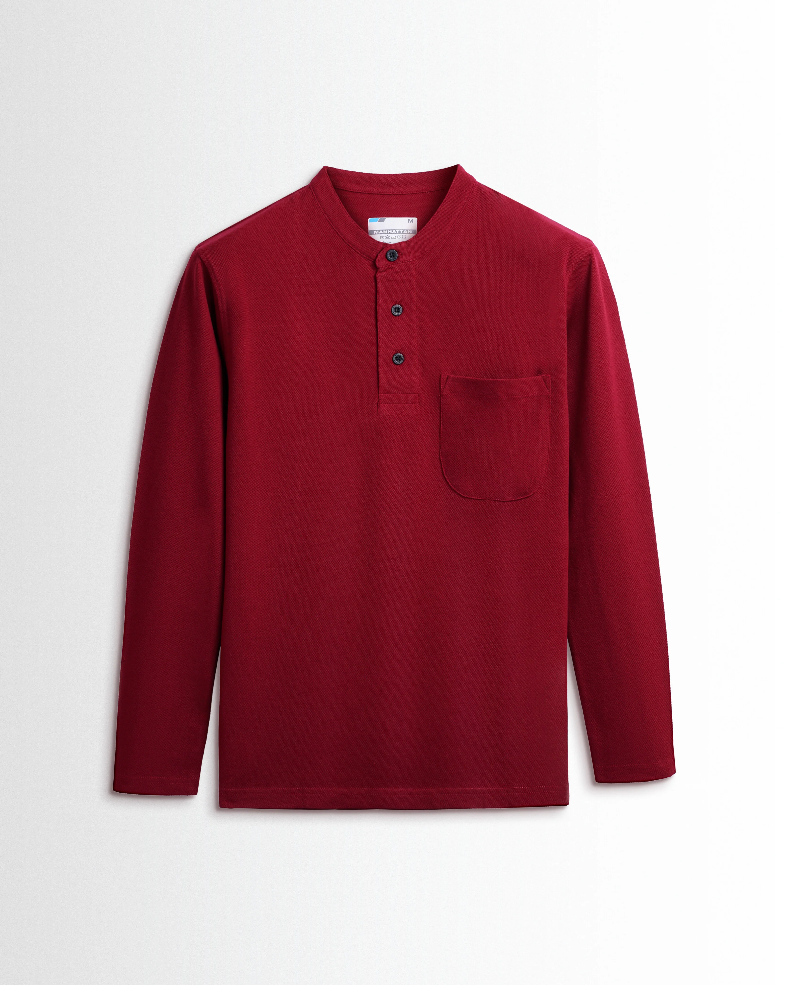 Henley Pocket Full Sleeve Burgundy