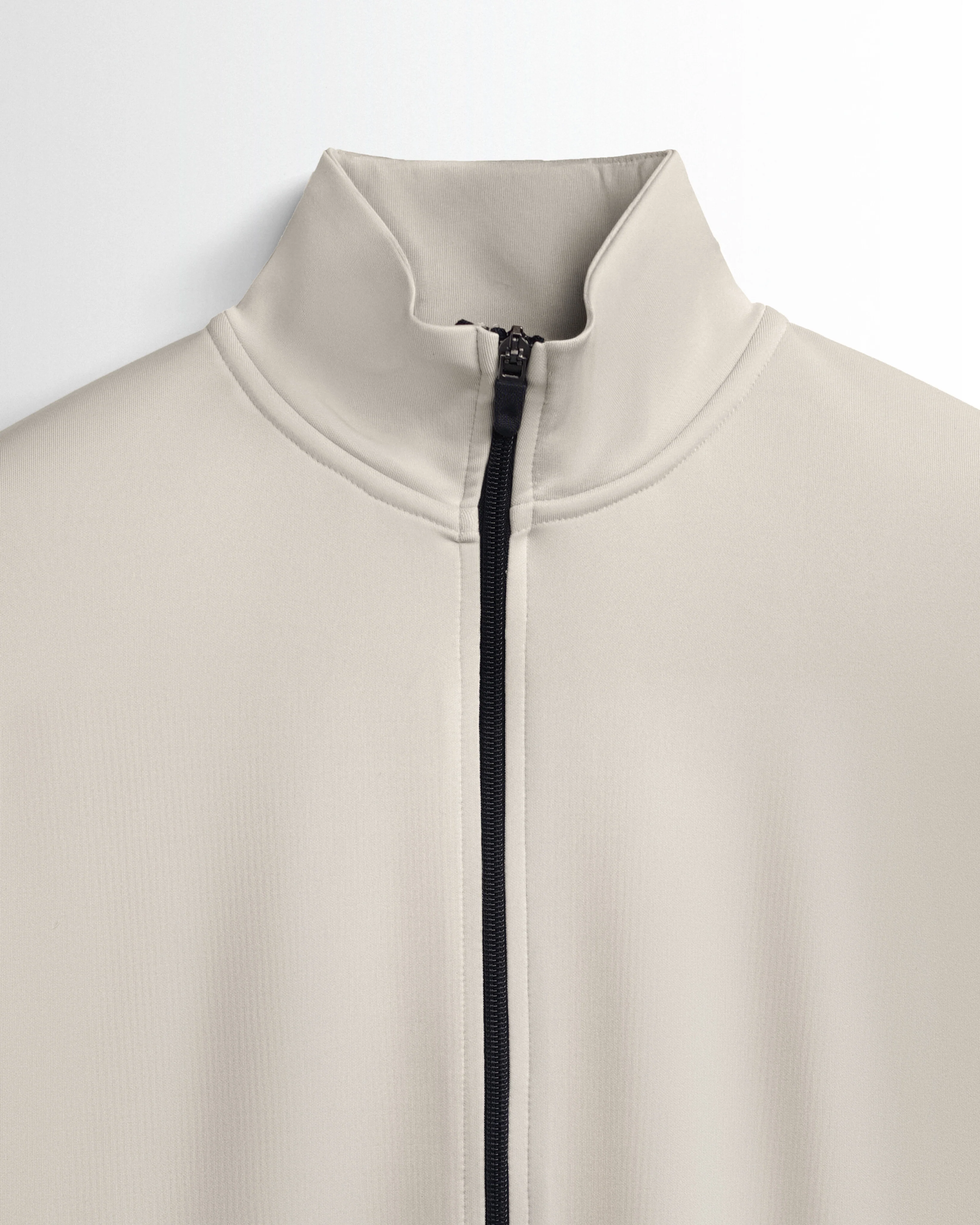 Premium Hineck Zipper Jacket Unisex Beige - Image 2