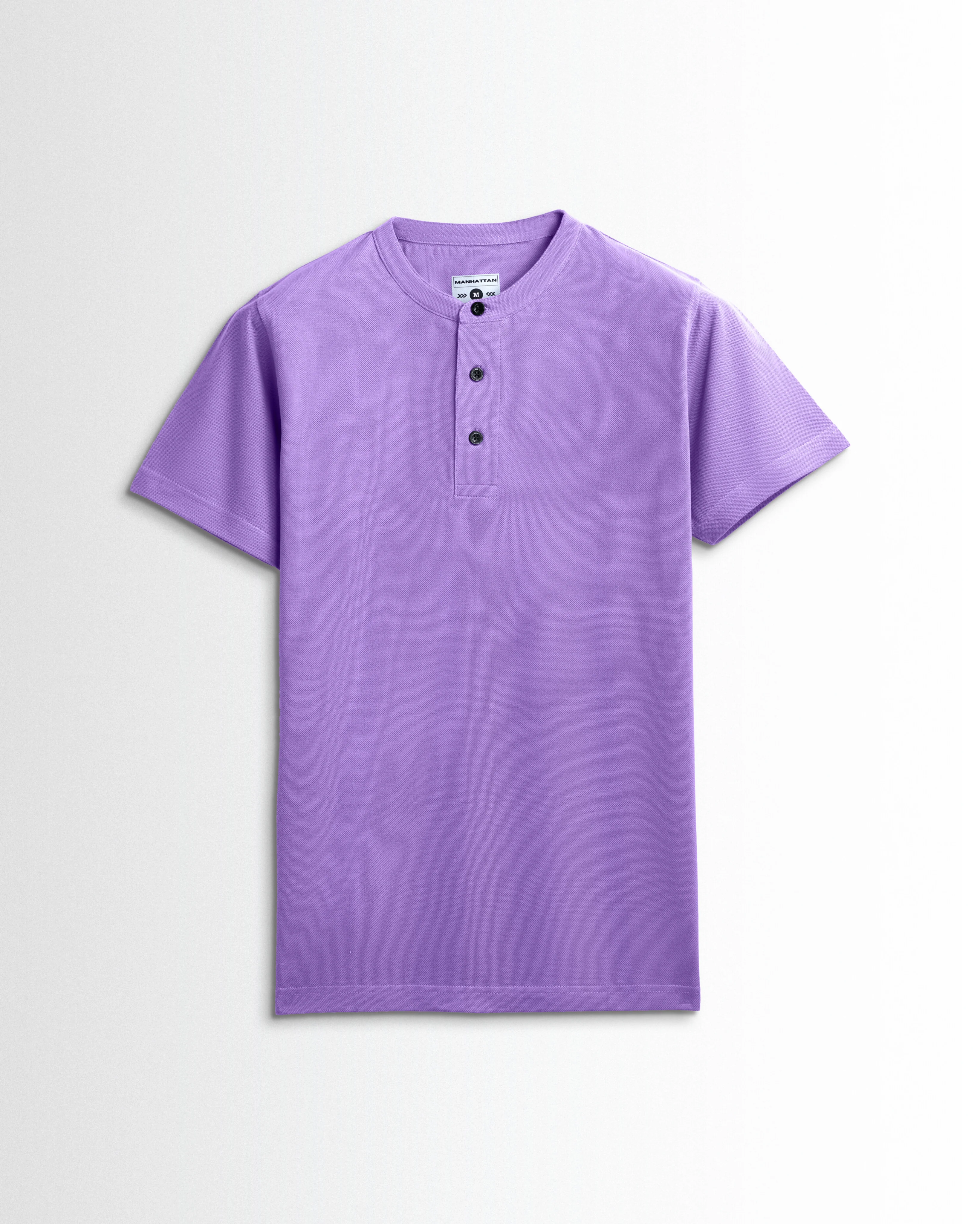 Pure Cotton Henley Without Pocket T Shirt (Lavender)