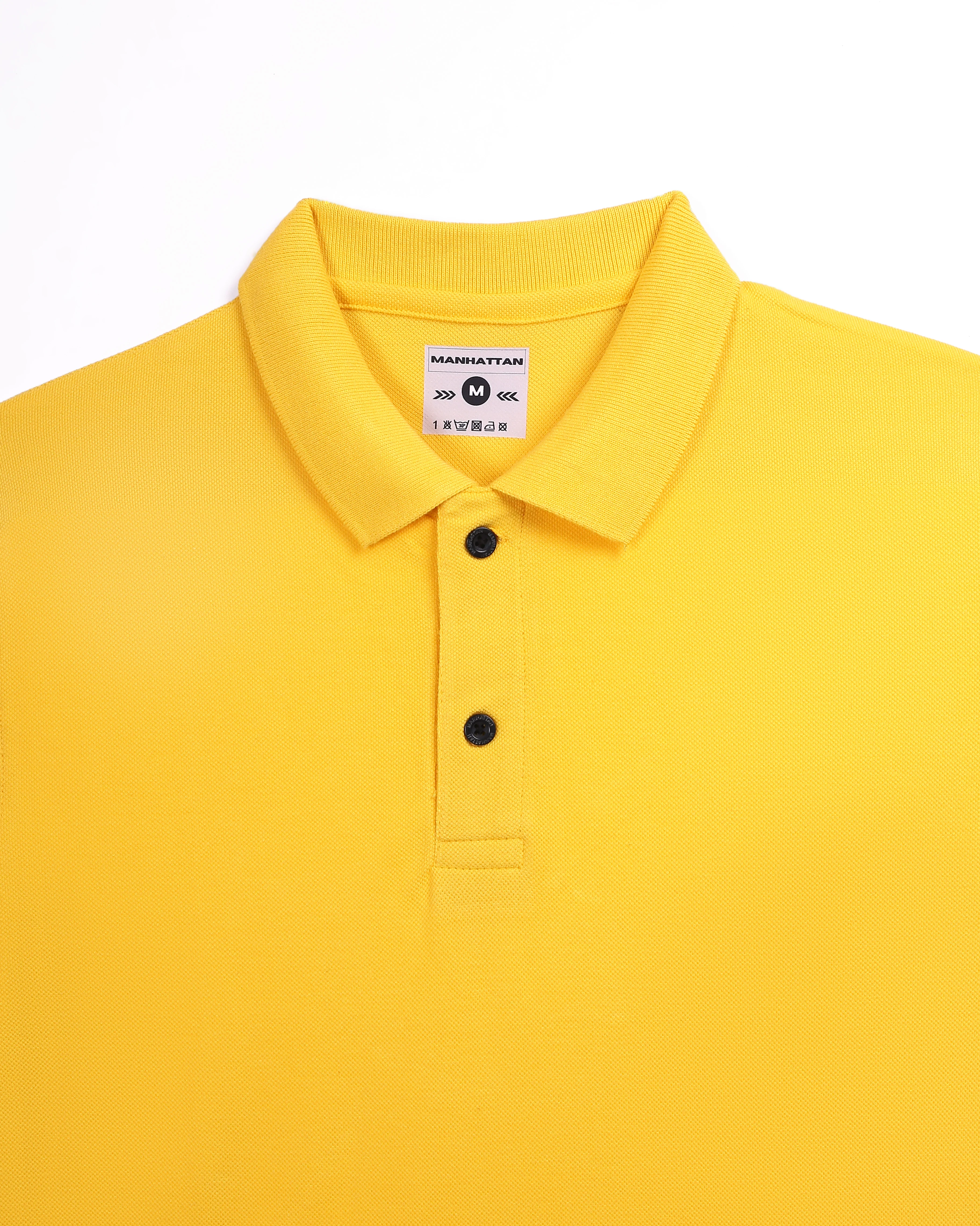 Pure Cotton Polo Plain T Shirts (Golden Yellow) Without Pocket - Image 2