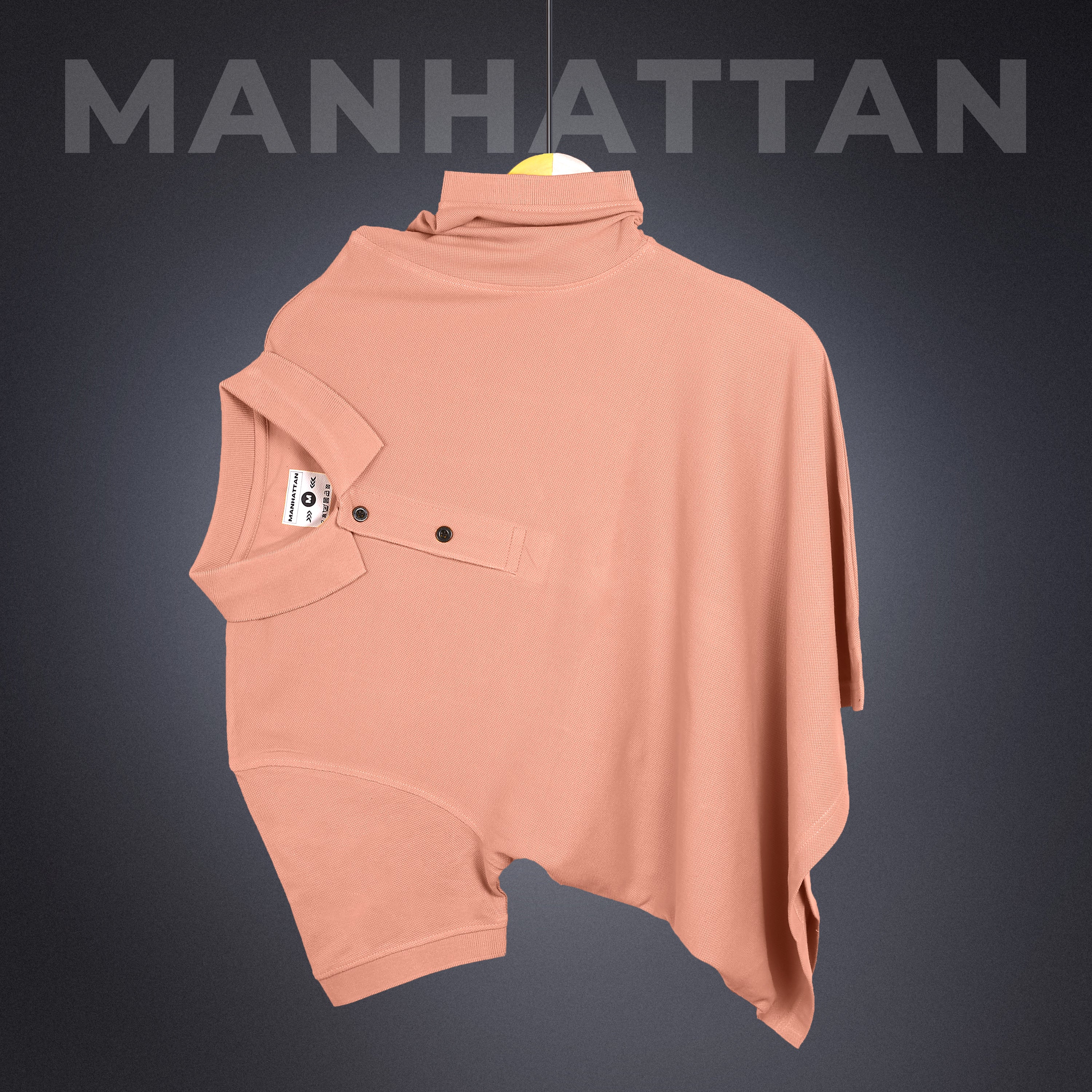 Pure Cotton Polo Plain T Shirts (Light Orange) Without Pocket - Image 2