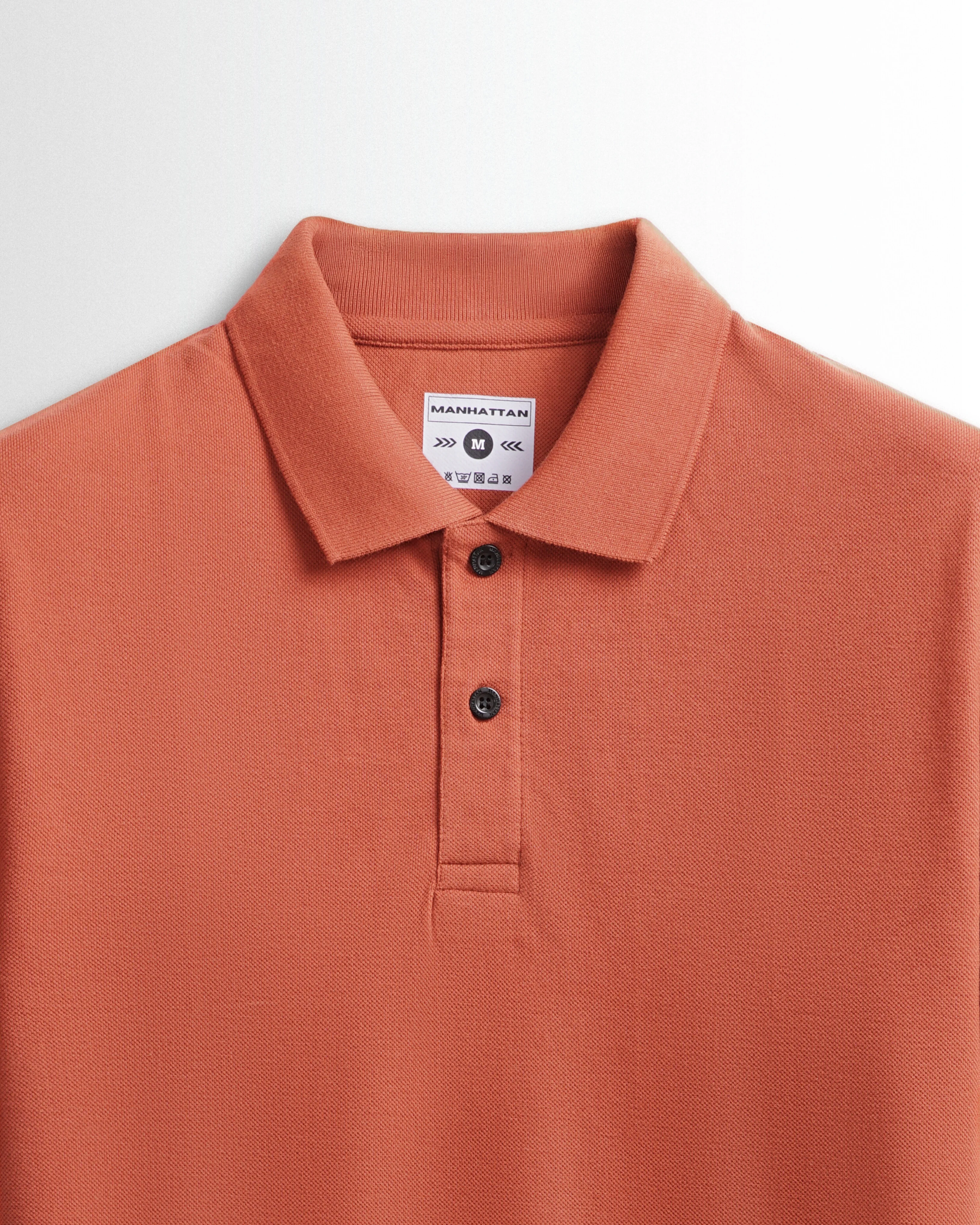 Pure Cotton Polo Plain T Shirts (Rust) Without Pocket