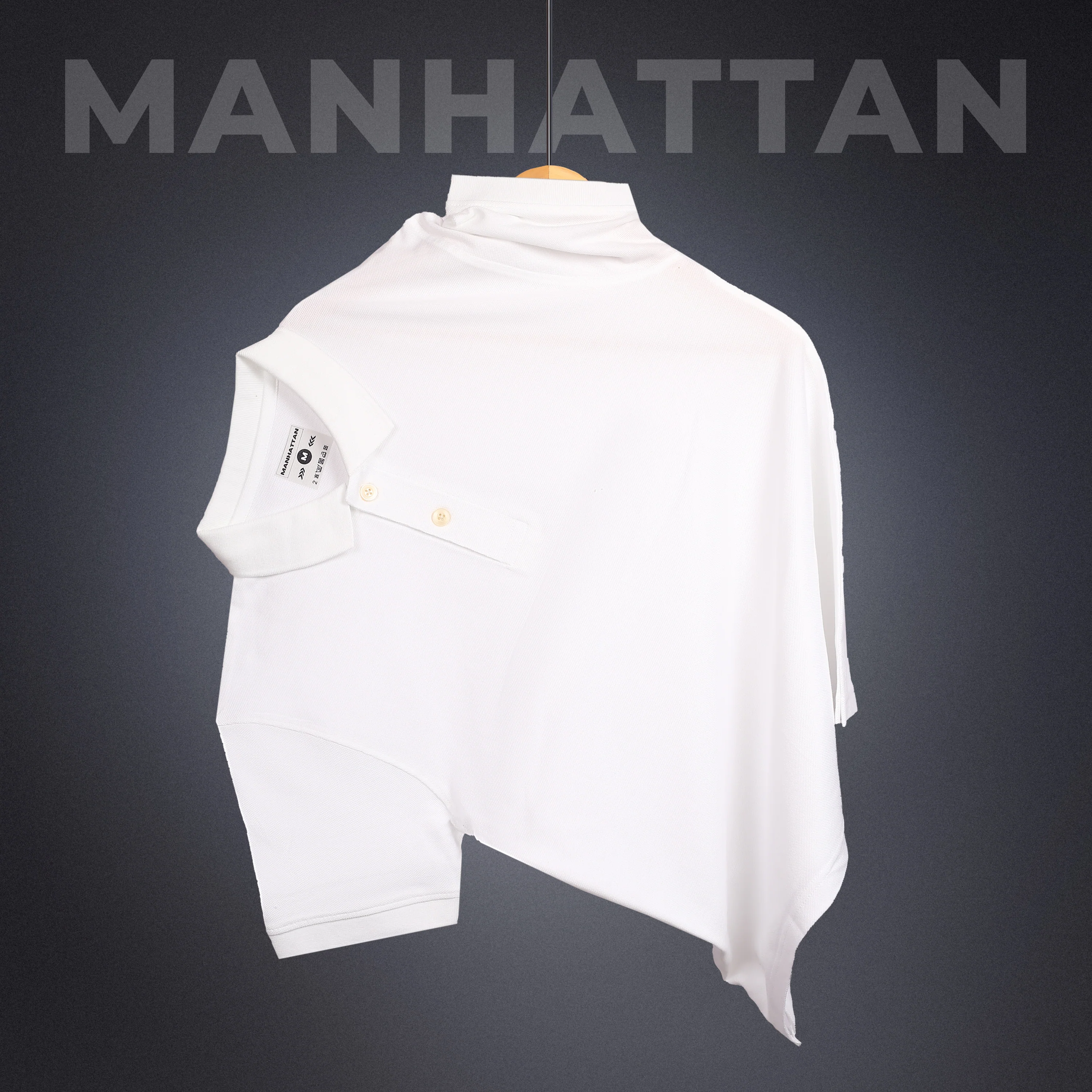 Pure Cotton Polo Plain T Shirts (White) Without Pocket
