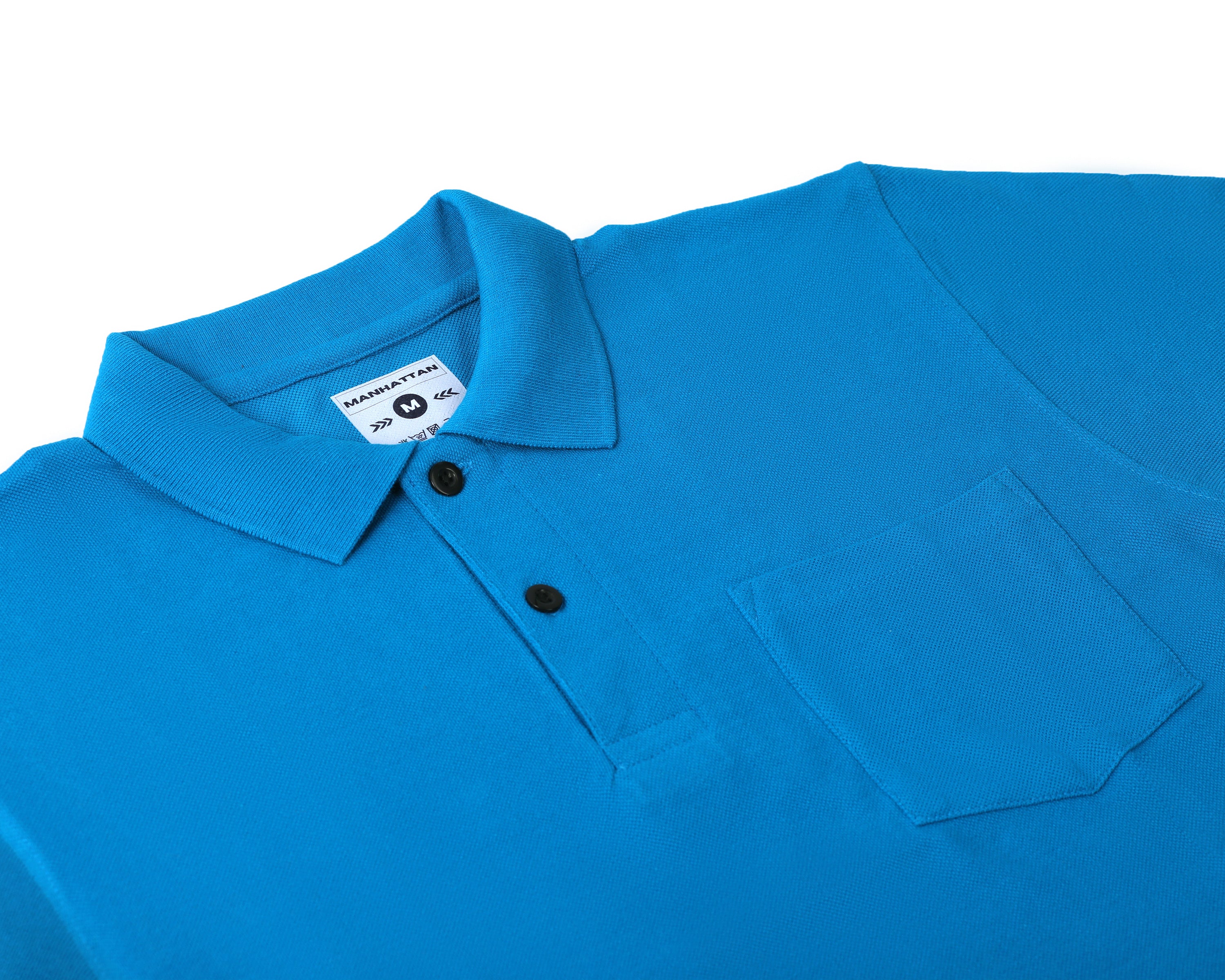 Pure Cotton Polo Pocket T Shirts (Turquoise Blue)