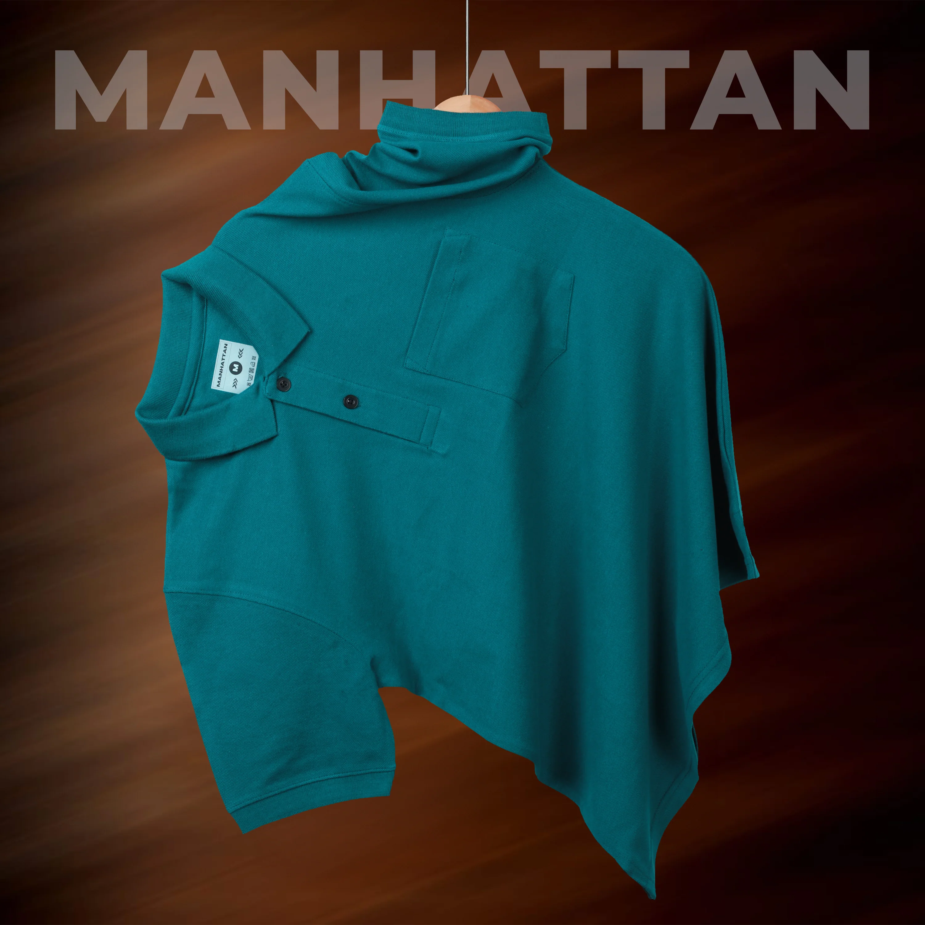 Pure Cotton Polo Pocket T Shirts (Teal Green) - Image 2