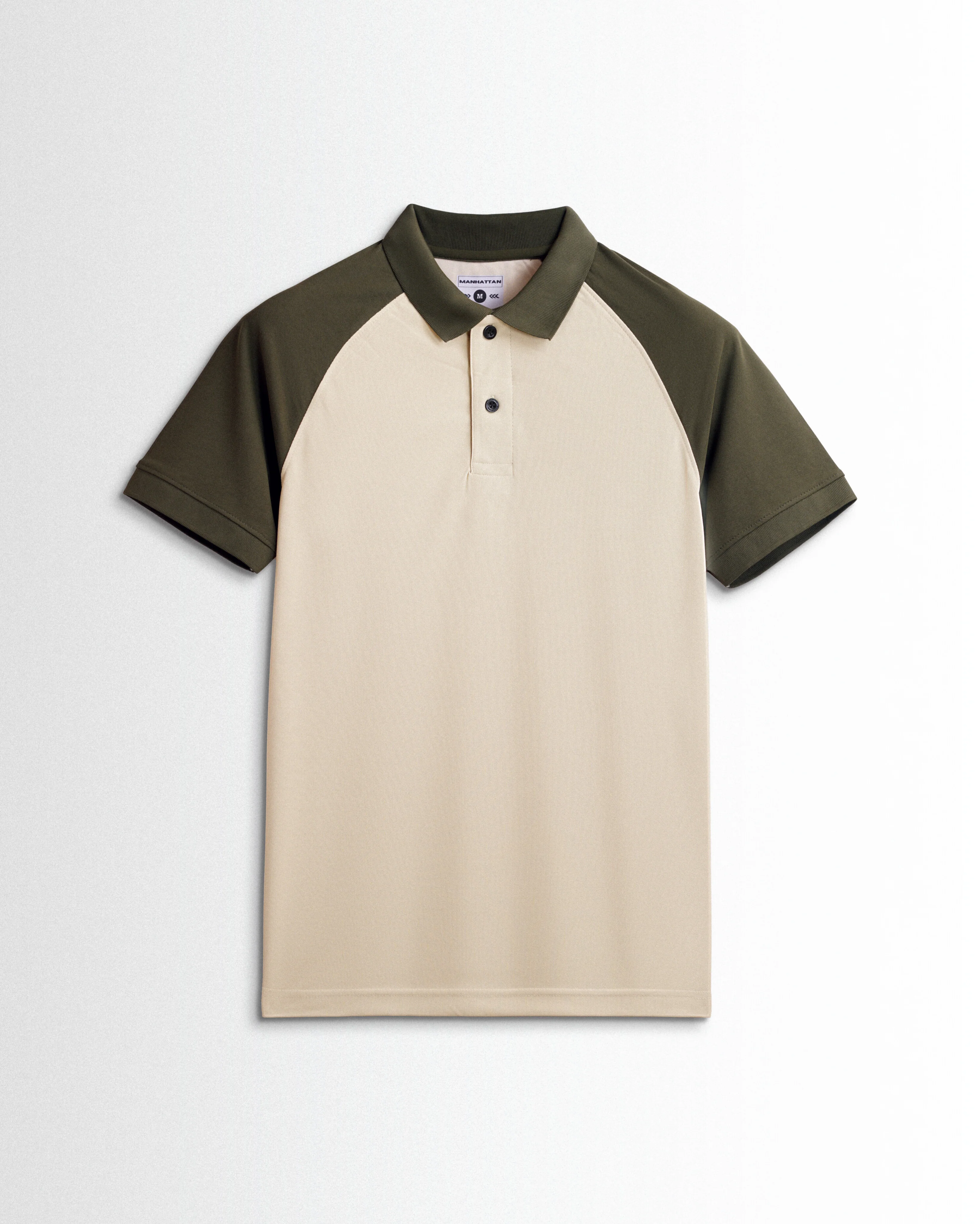 Sports Dry Fit Olive/Beige Raglan Polo T Shirts