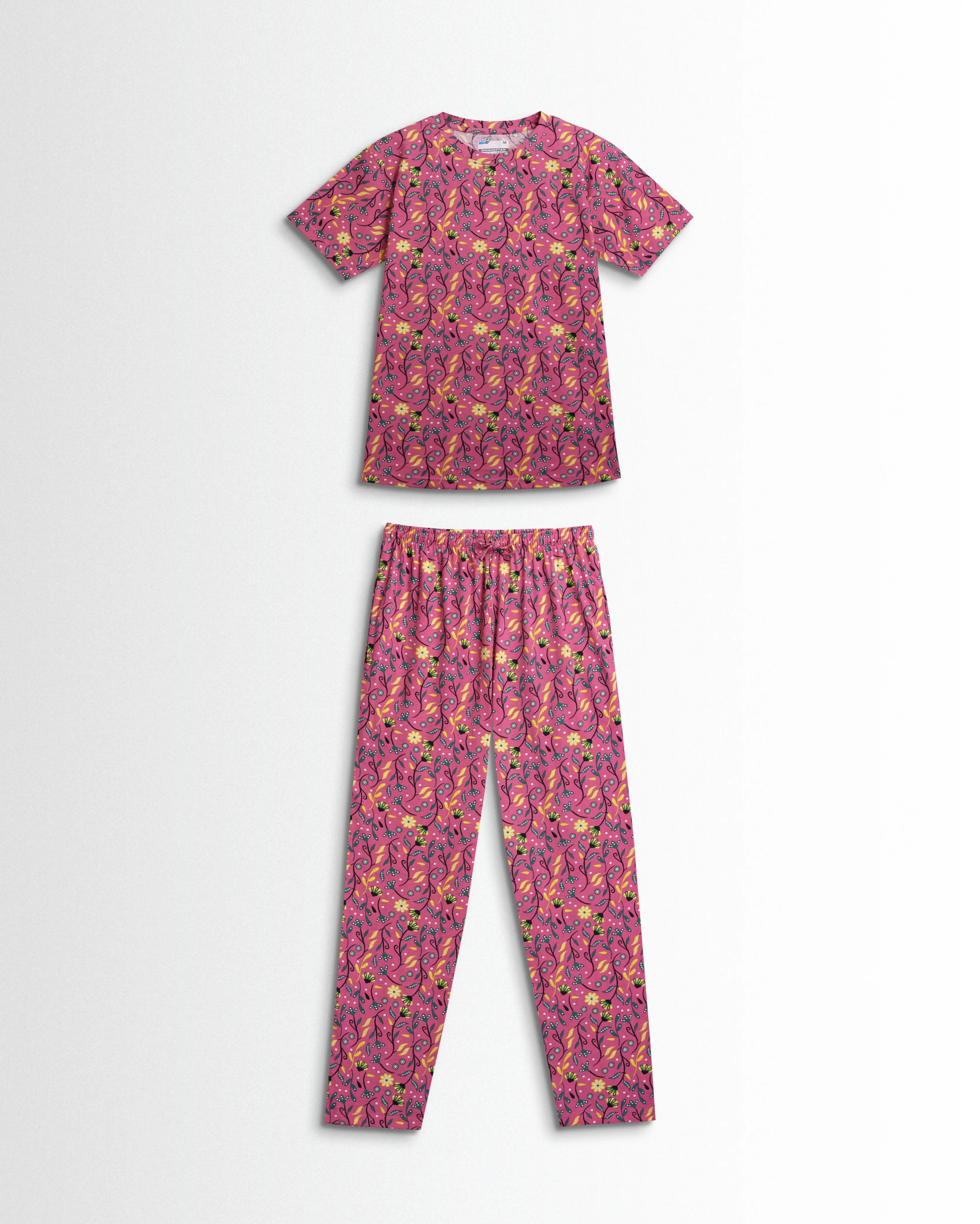 Women's Co ord set Dark Pink Flower