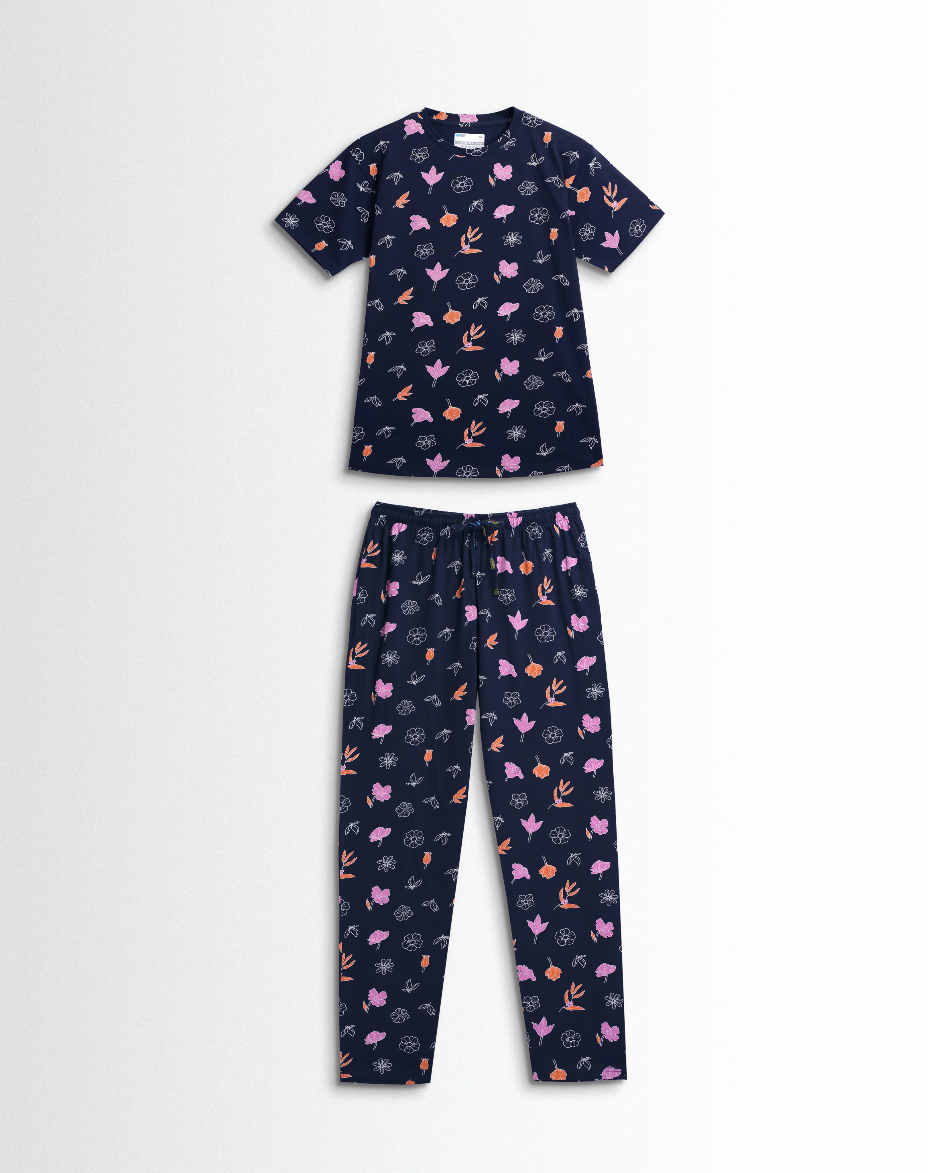 Women's Co ord set Navy Pink Flower