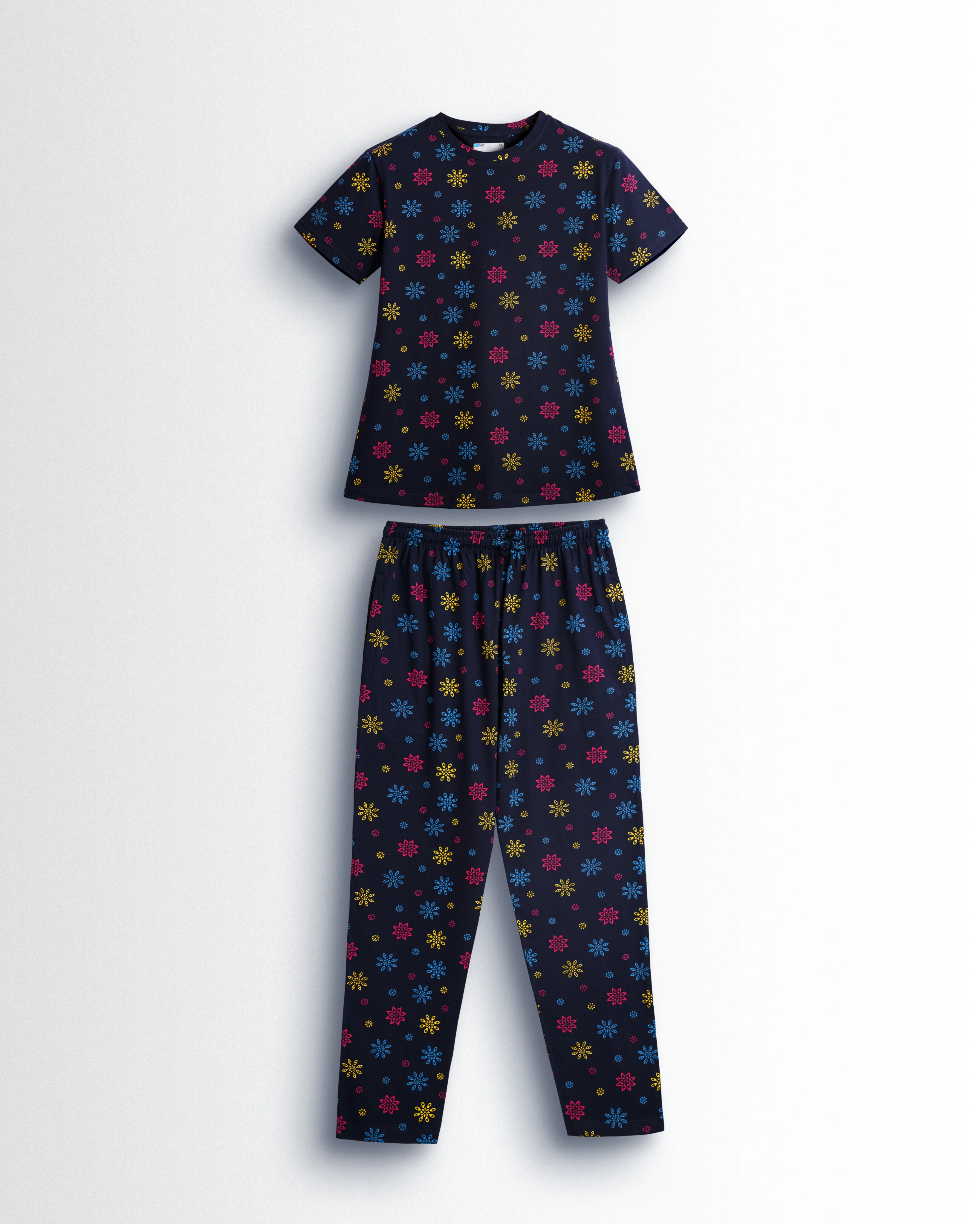 Women's Co ord set Navy Yellow Flower